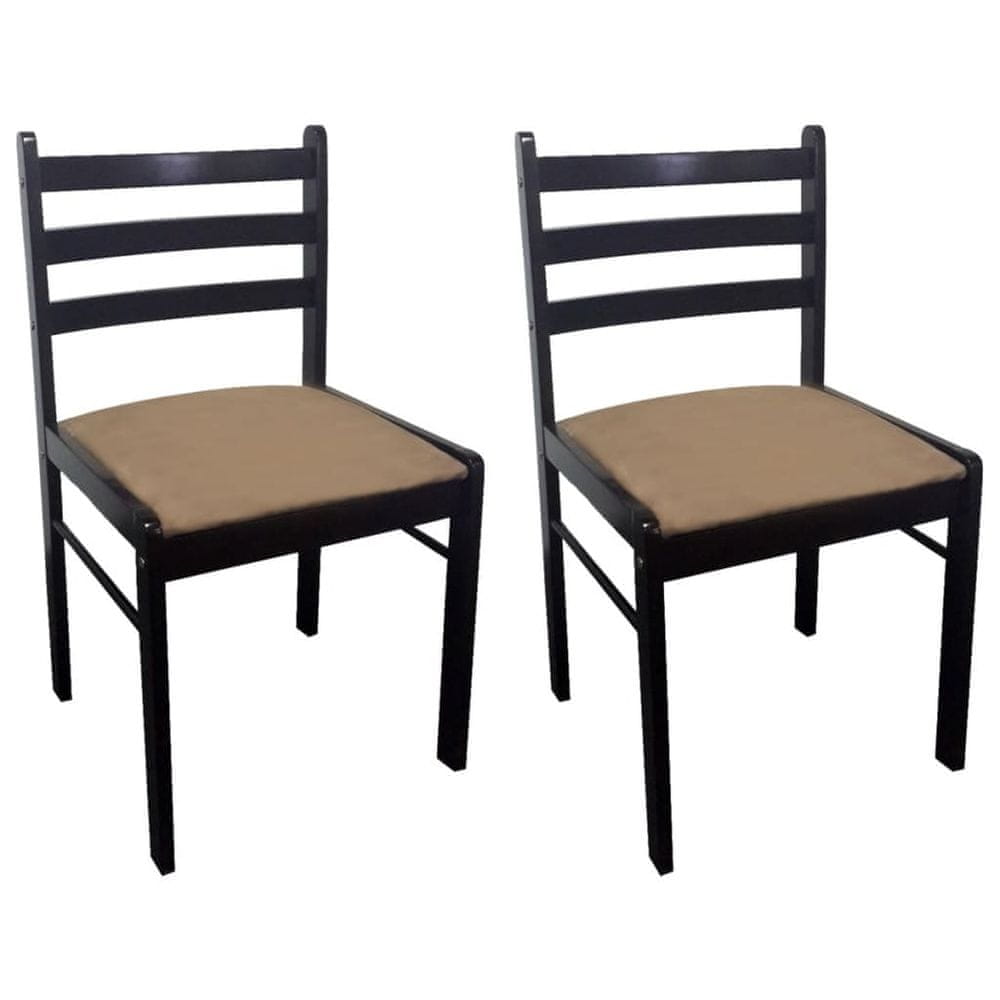 Vidaxl Jedálenské stoličky 2 ks, hnedé, kaučukový masív a zamat
